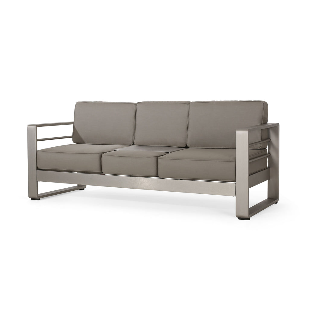 Aluminum and Sunbrella Outdoor 3 Seater Sofa with Cushions T693514