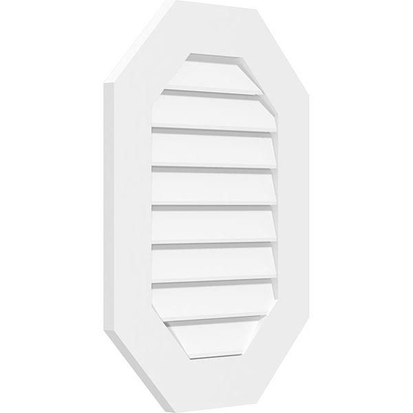 24x22W x 34x22H Vertical Elongated Octagon Surface Mount PVC Gable Vent J106216