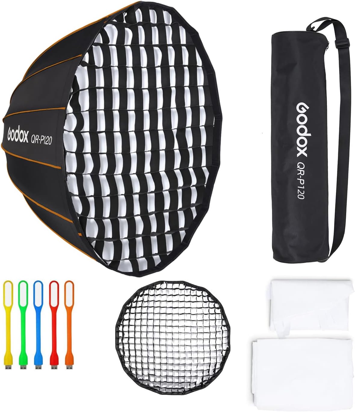 Quick Release Deep Parabolic Softbox with Grid and Carrying Bag T2148