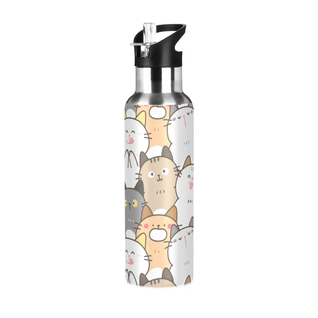 Stainless Steel Insulated Vacuum Flask Water Bottle with Straw Lid G2412