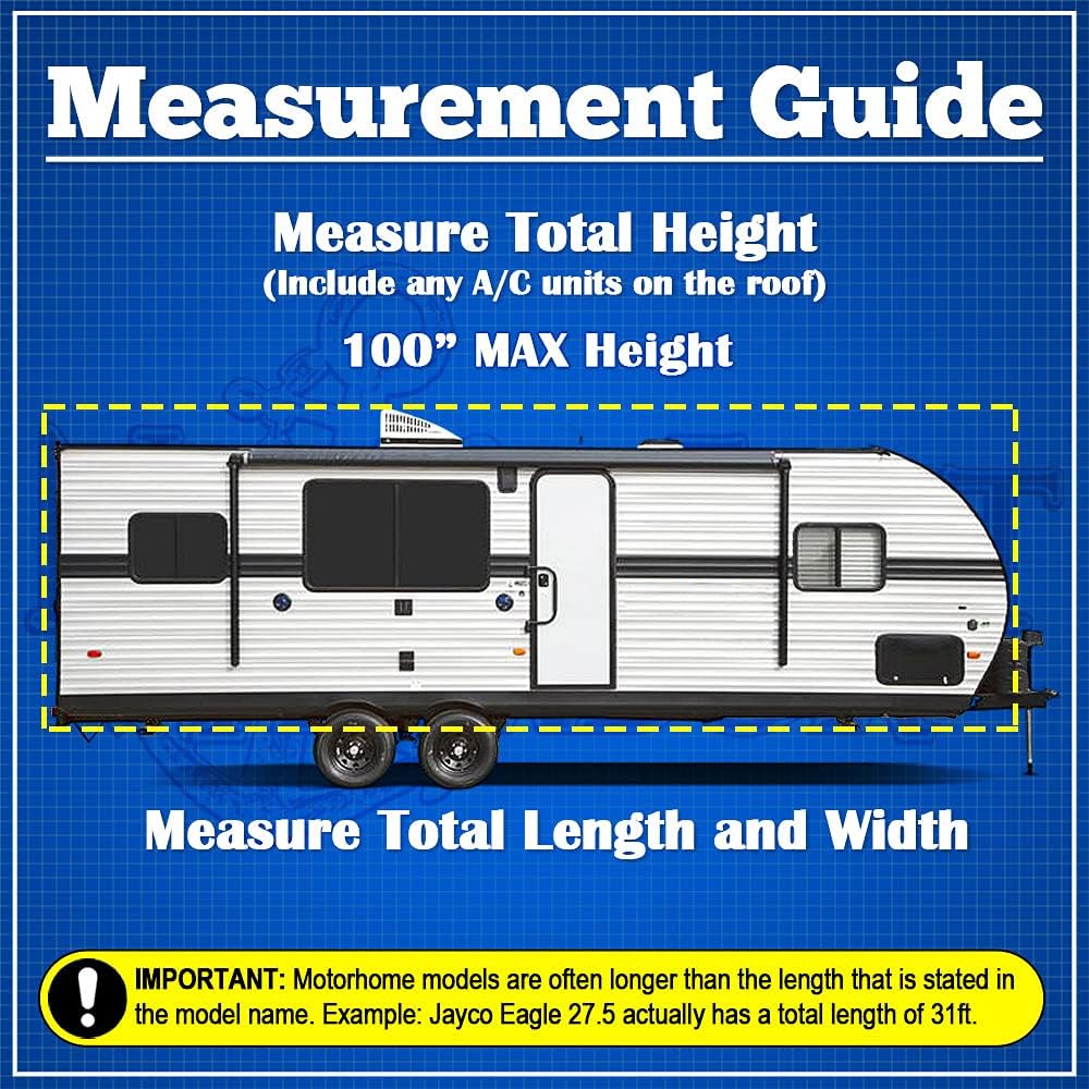 Gray RV Motorhome Travel Trailer Cover Fits Length 20'-22' W4507