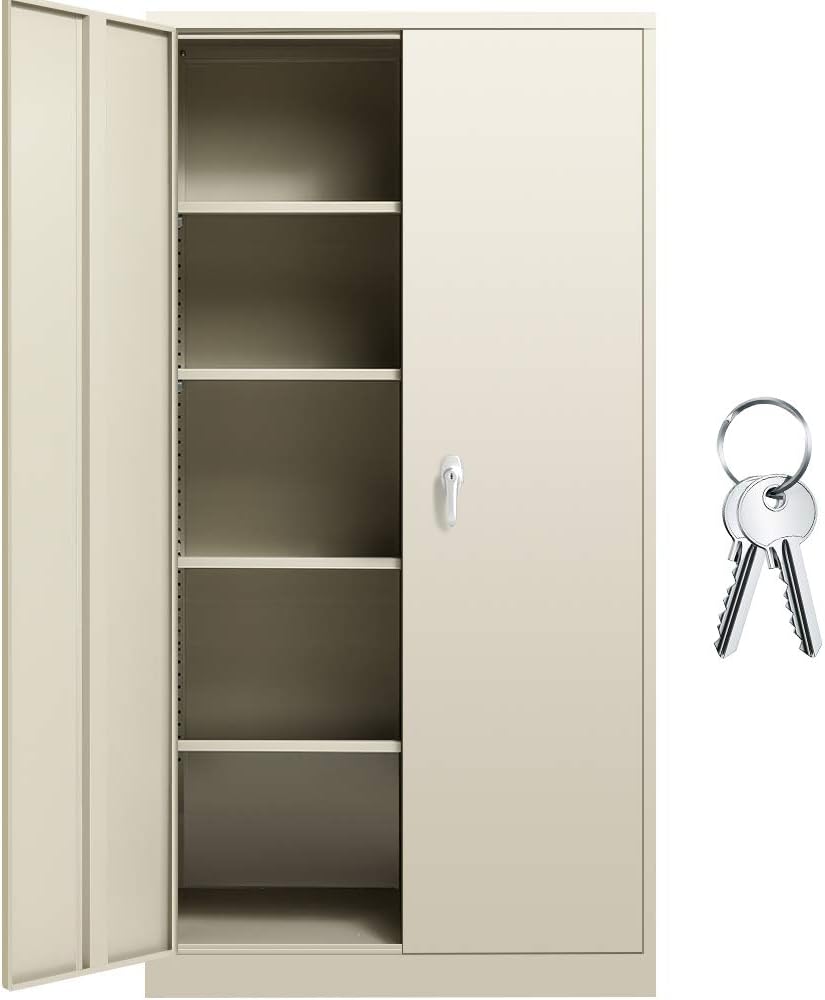 Gray Locking Steel Storage Cabinet with Door and Shelves K24656