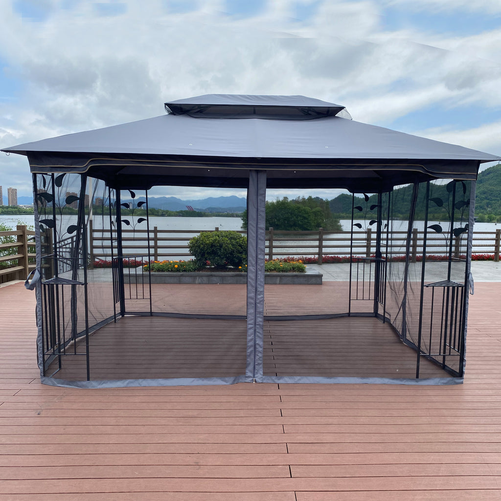 Gray 13x10FT Outdoor Patio Gazebo Canopy Tent Q5061