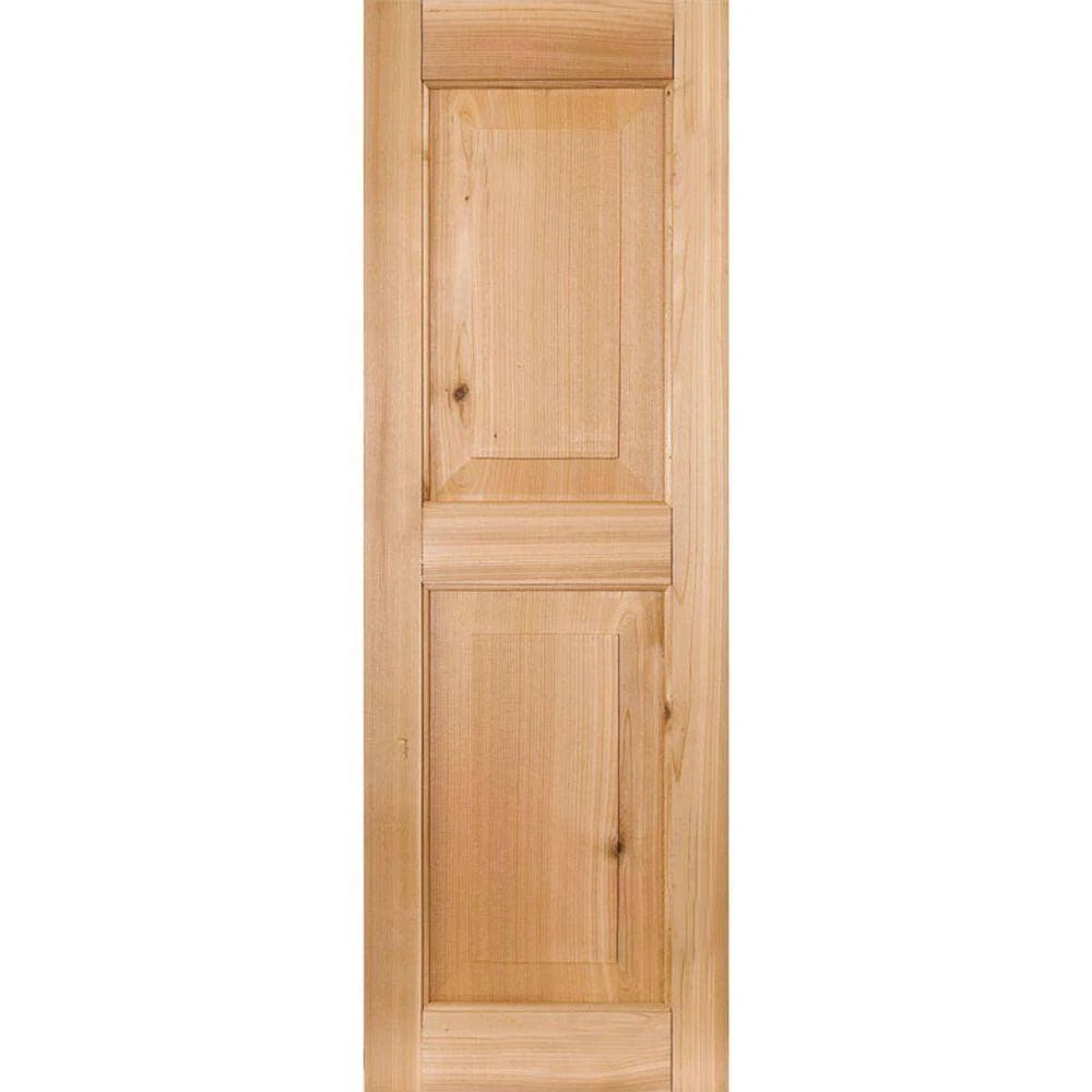 18 in. x 37 in. Exterior Real Wood Pine Raised Panel Shutters Pair Unfinished S130389