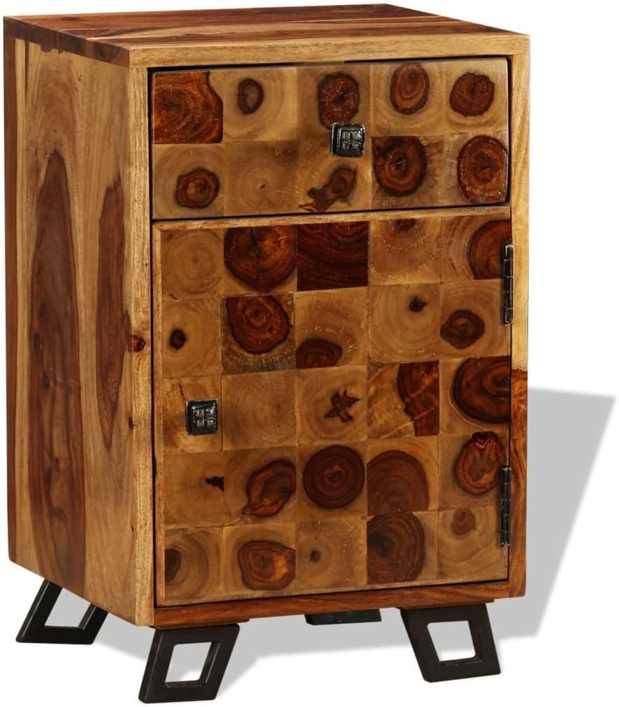Solid Sheesham Wood Nightstand with Drawer U190668