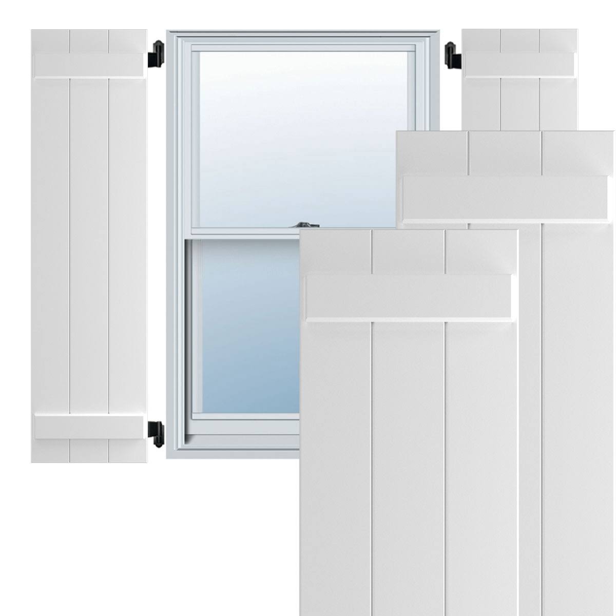 White Composite Board-n-Batten Shutters, Per Pair U7250