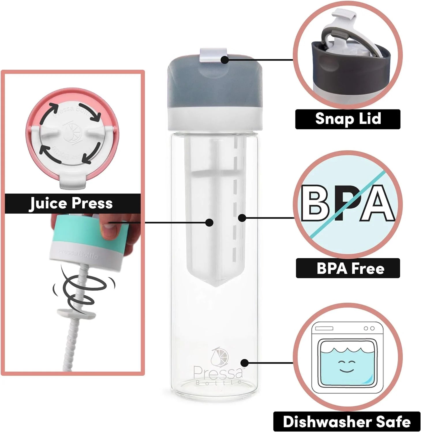 24 OZ Fruit Infused Water Bottle Infuser V33073