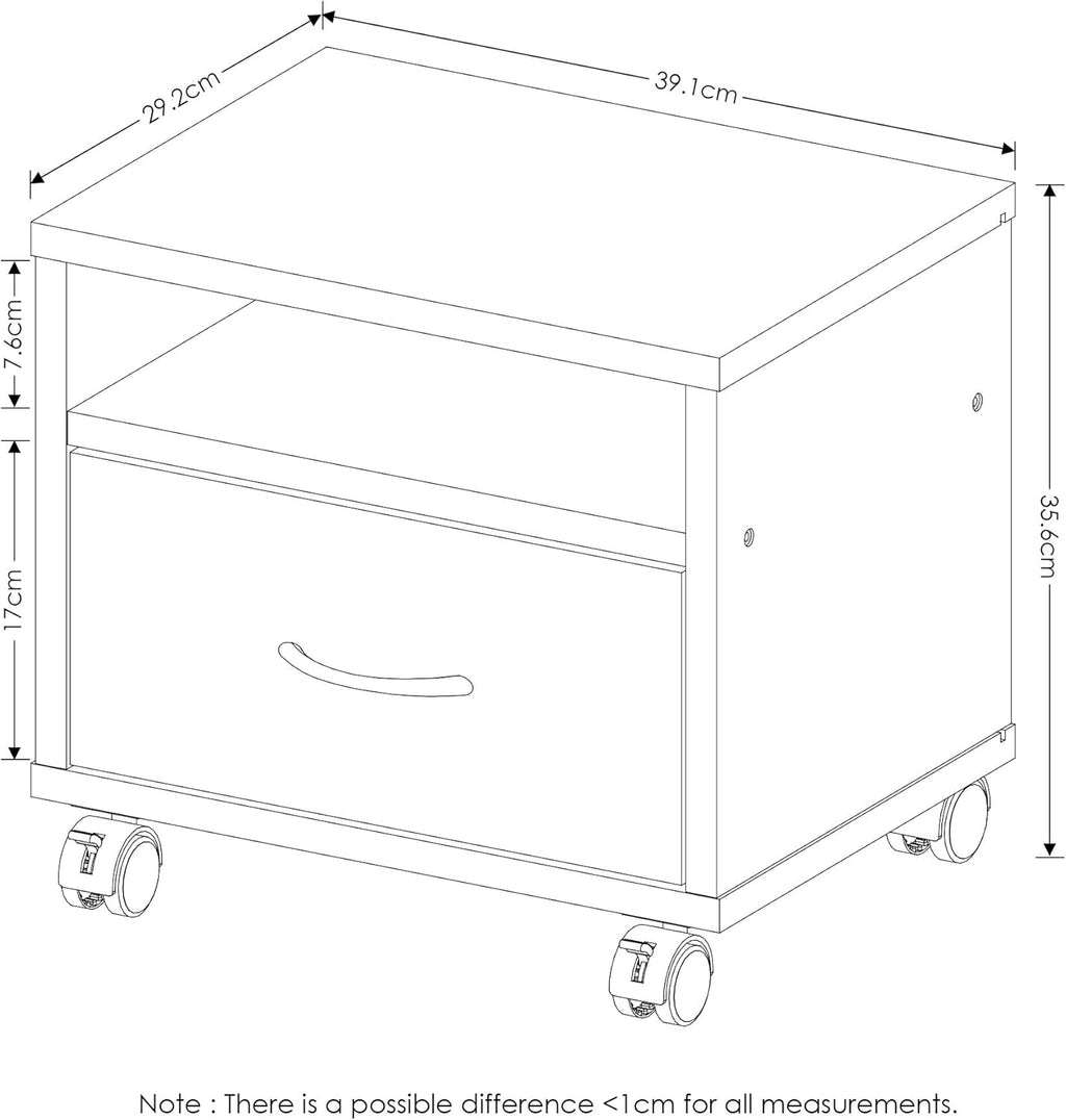 Espresso Under Desk Utility Cart with Casters V1870
