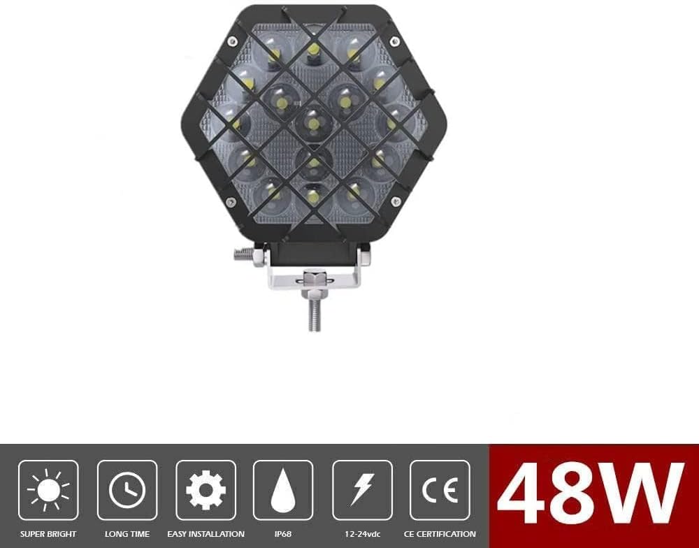 7” 51W Led Tractor Work Lights, 12V Round Off-Road Driving Flood Lights (4 Pcs Red) Pack of 2 N57341