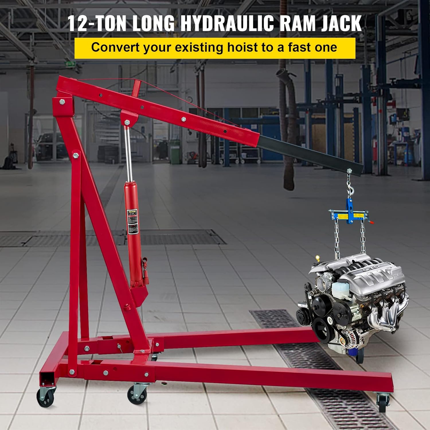 Hydraulic Long Ram Jack, 12 Tons Capacity, Red, Pack of 2 M9868