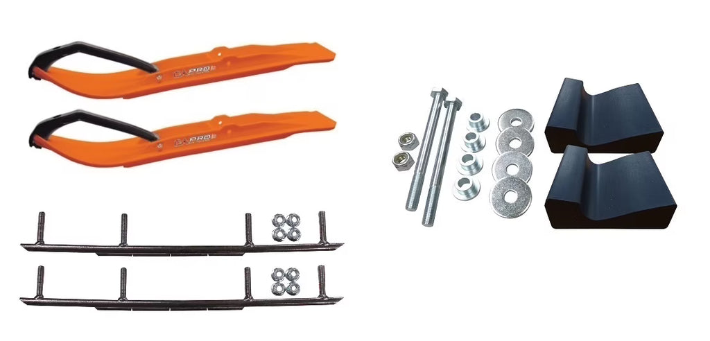 Orange XT Snowmobile Skis with 8" Round Bars Complete Kit U526097