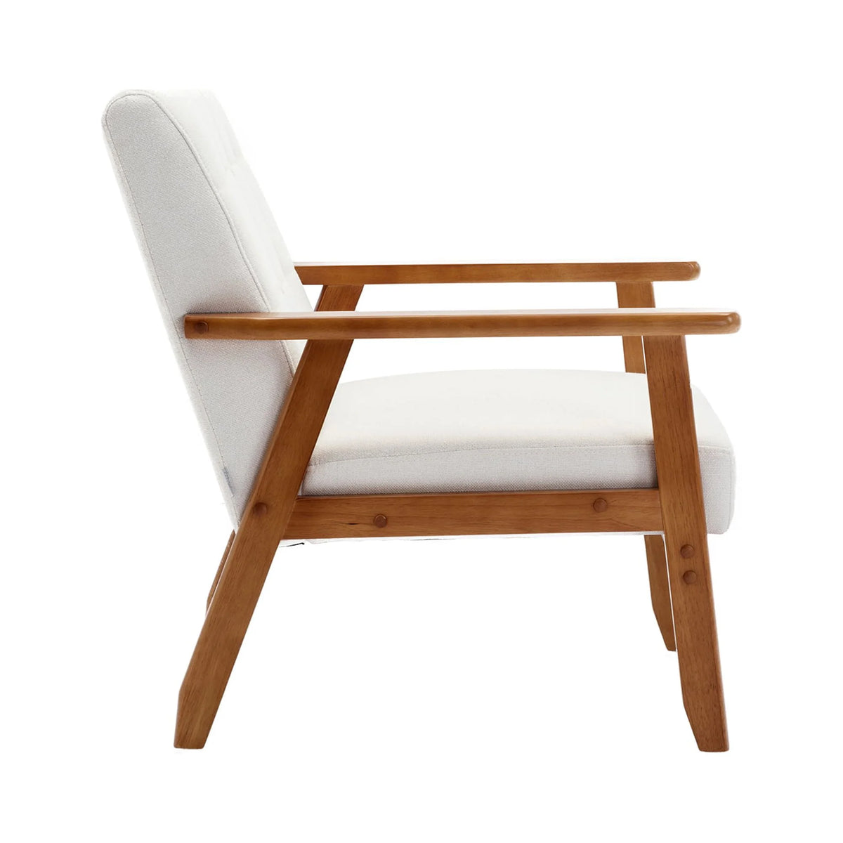Accent Chairs Set of 2 with Side Table, Wood and Fabric Armchairs I91266