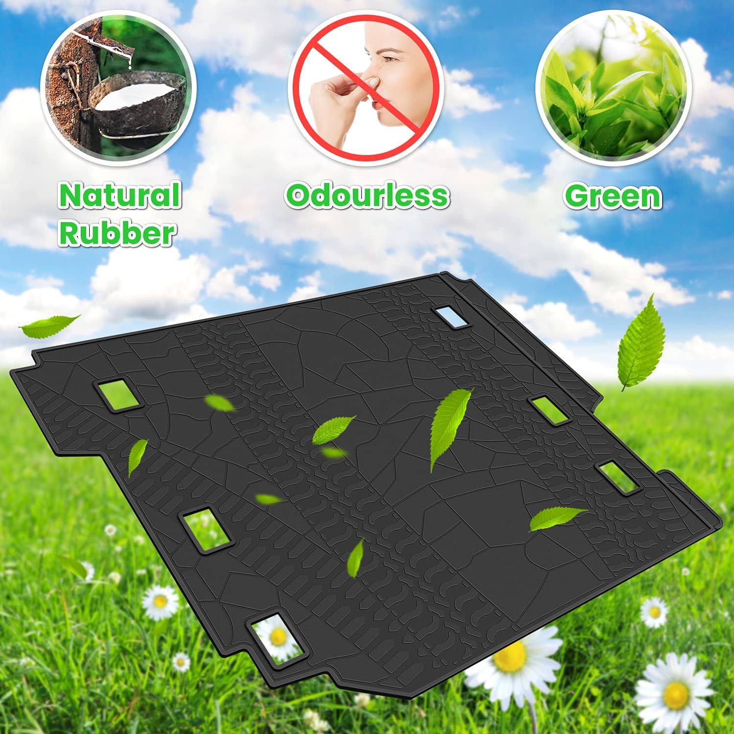 Black Heavy Duty Rubber Trunk Cargo Liner Mat for Jeep Wrangler 4-Door G4474