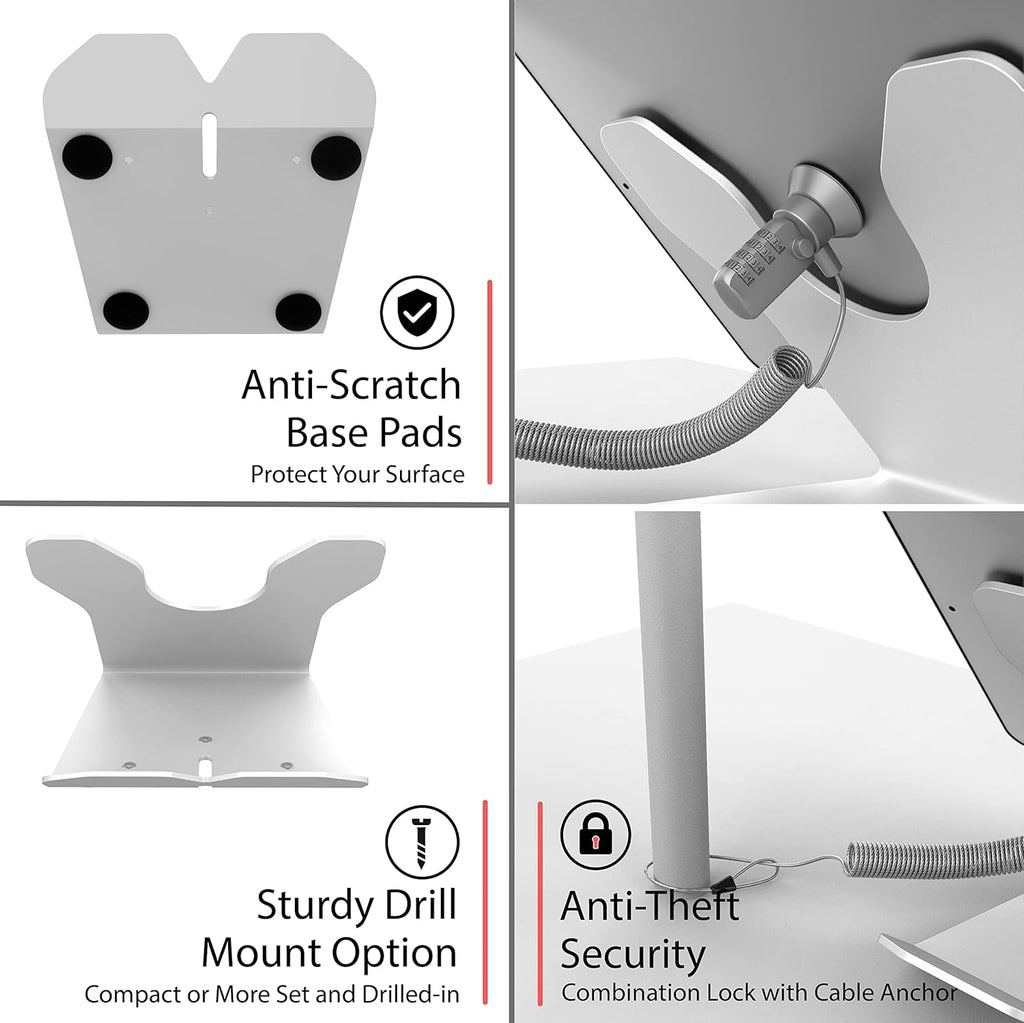 White Locking Desk Mount with Cable Lock, Pack of 2 G65966