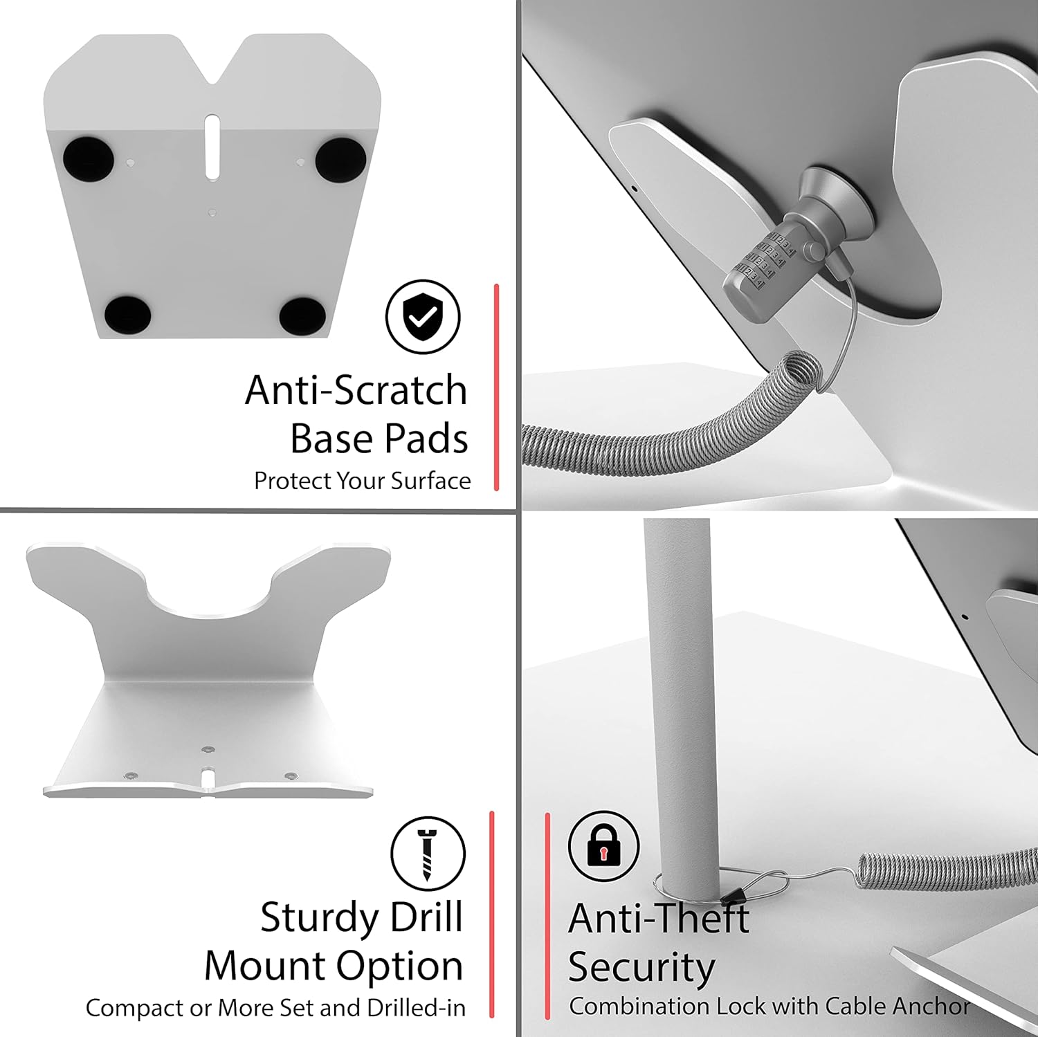 White Locking Desk Mount with Cable Lock, Pack of 2 G65966
