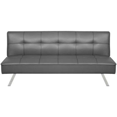 Beige Leather-Look Convertible Sofa Bed T649930