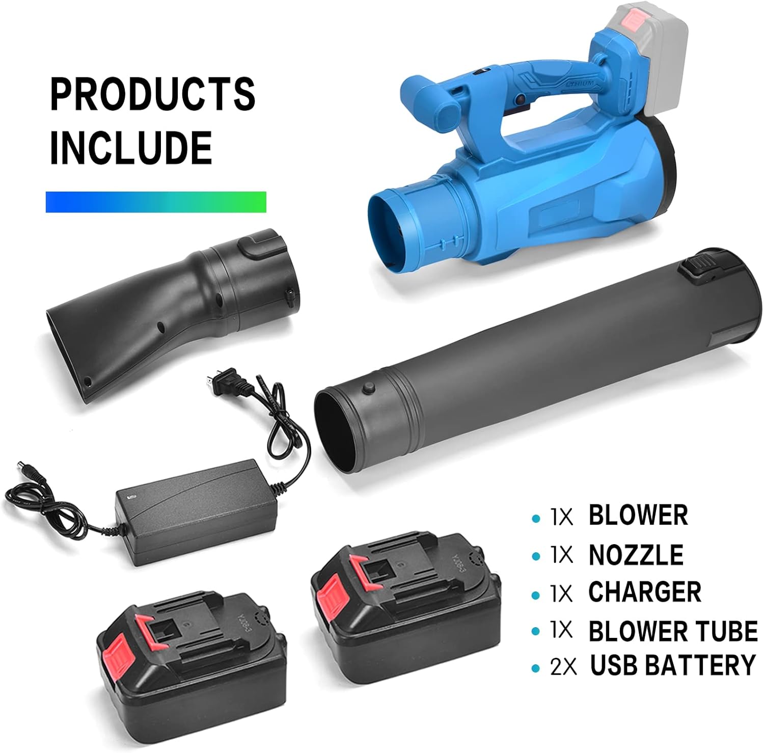 Cordless Leaf Blower with 4.0Ah Battery & Charger, 2 Section Tubes, 6-Speed Dial, Pack of 2 R68139