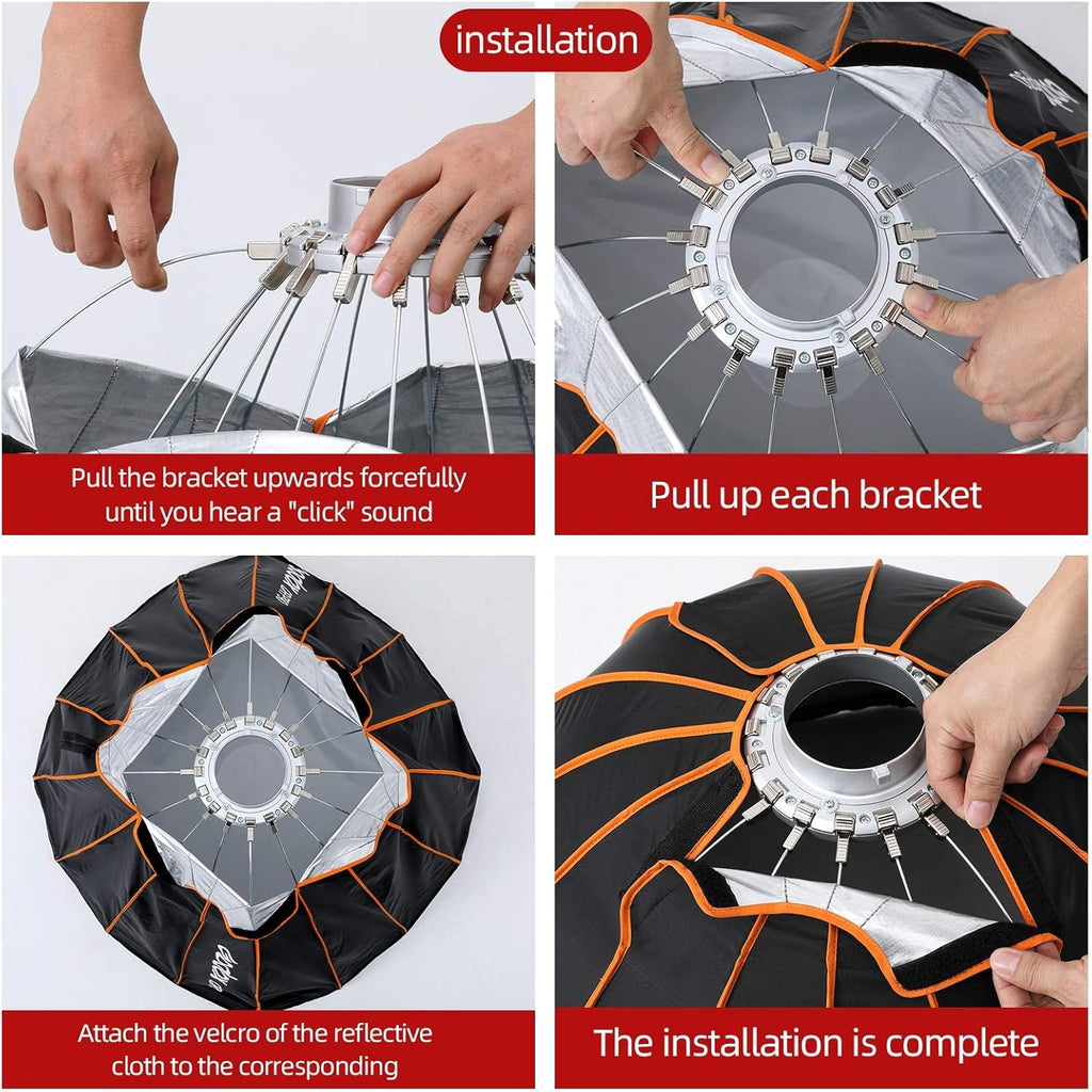 Quick Release Deep Parabolic Softbox with Grid and Carrying Bag T2148