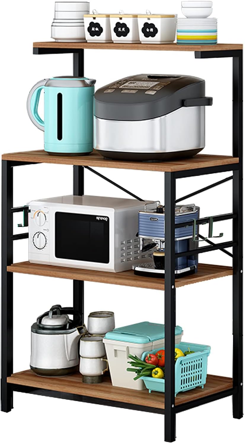 4-Tier Kitchen Storage Shelf Rack with 4 Hooks G916
