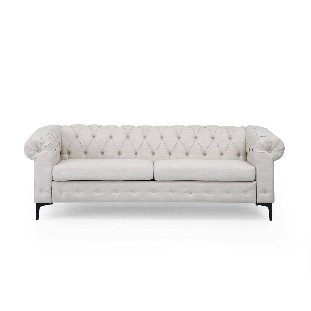 Beige Tufted Fabric 3 Seater Sofa V961