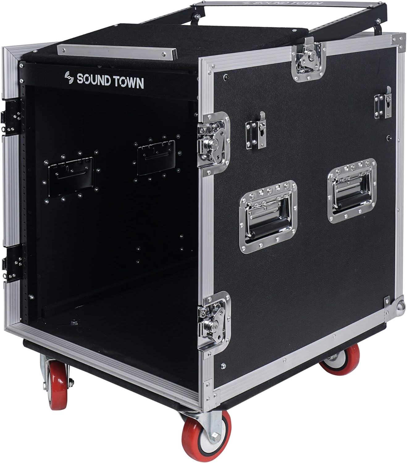 8U PA DJ Pro Audio Rack Road Case with 13U Slant Mixer Top and Casters U59129