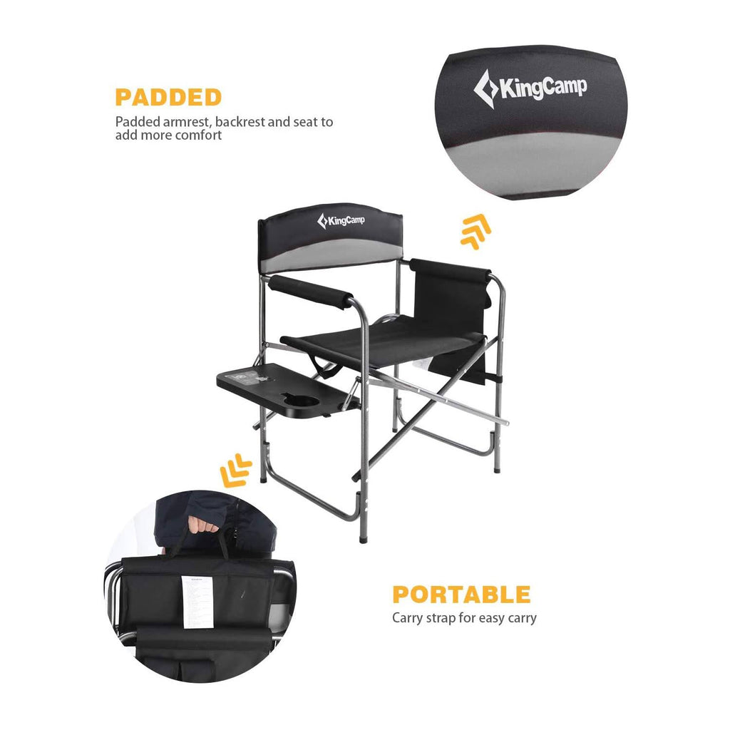 Oversize Padded Folding Director Chair with Side Table and Pocket A528