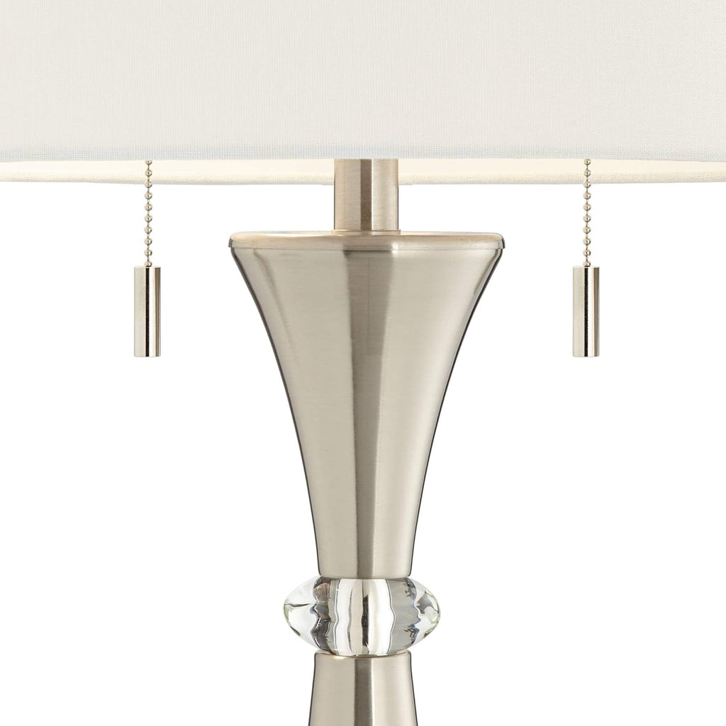 Silver Metal White Drum Shade Table Lamps Set of 2 K875471