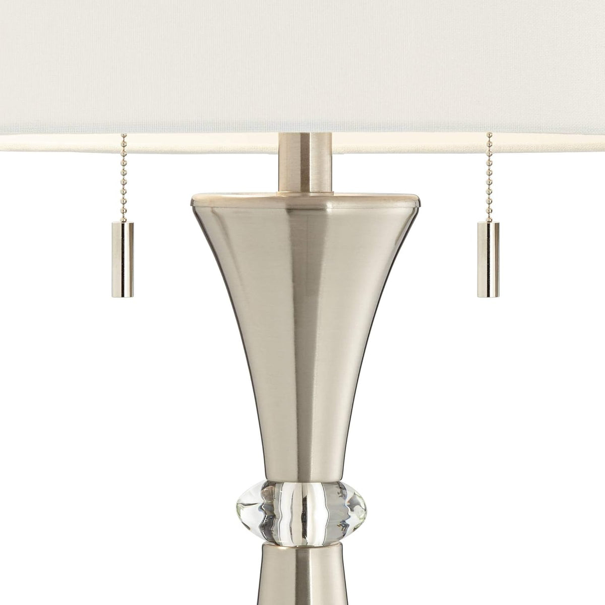 Silver Metal White Drum Shade Table Lamps Set of 2 K875471