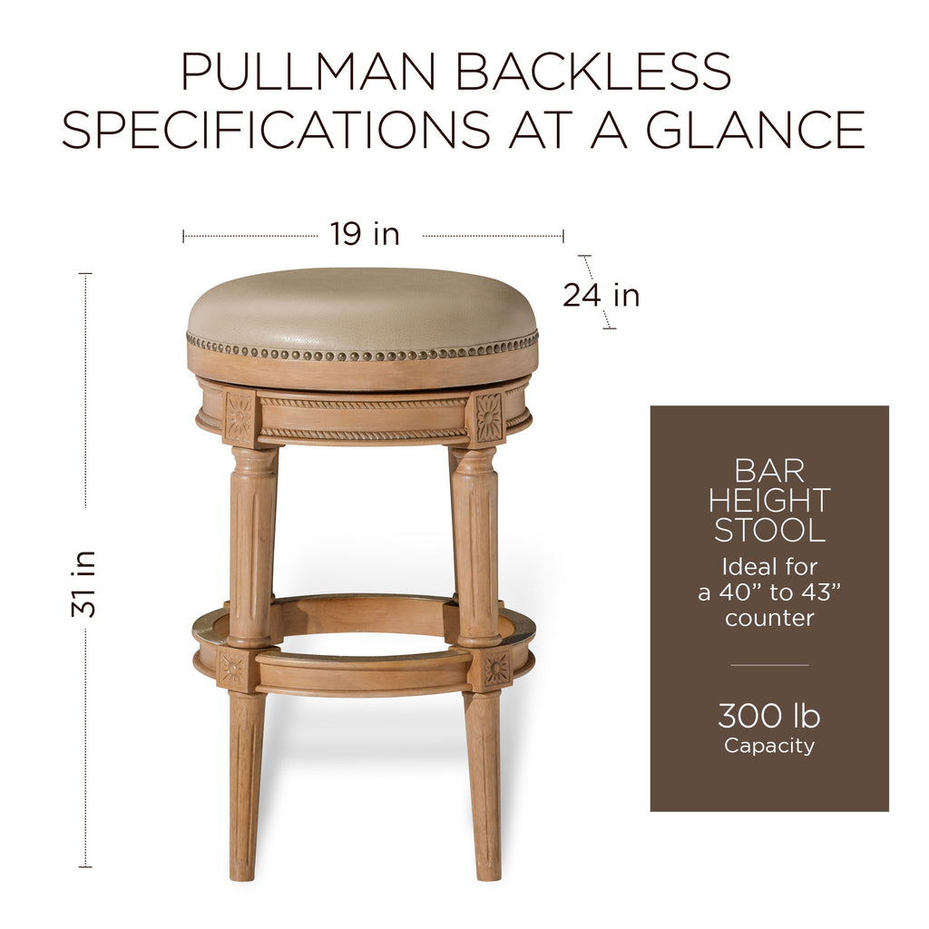 Weathered Oak Backless Bar Stool with Vegan Leather H840241