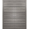 Solid French Double Doors 48 x 96 inches with Frosted Glass S2266