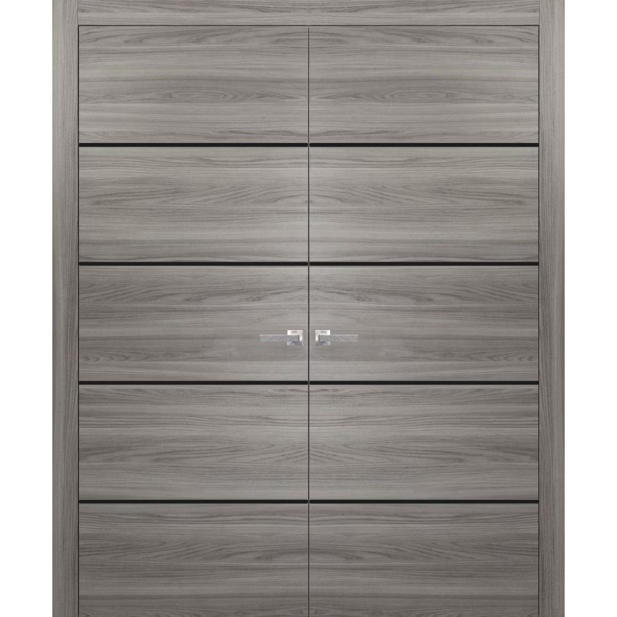 Solid French Double Doors 48 x 96 inches with Frosted Glass S2266