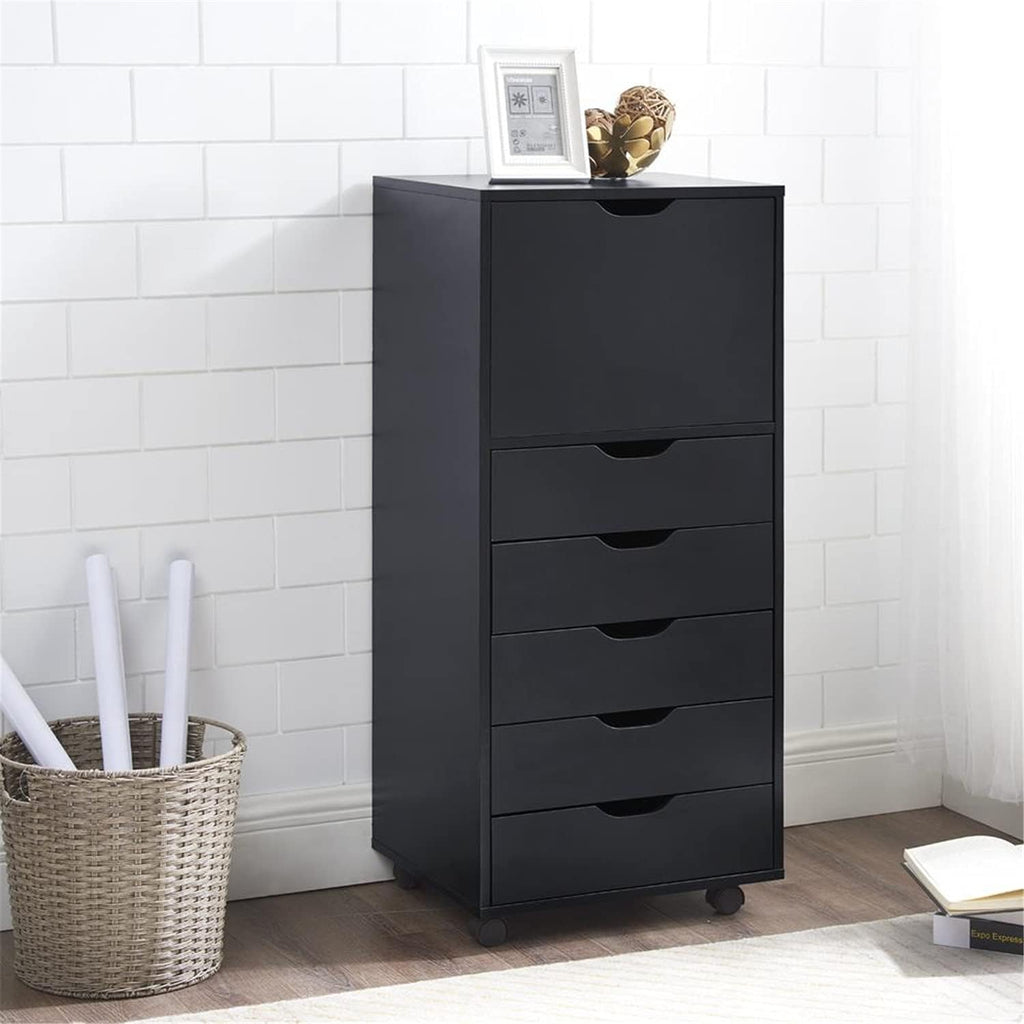 Black 6-Drawer Mobile File Cabinet G5814