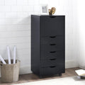 Black 6-Drawer Mobile File Cabinet G5814