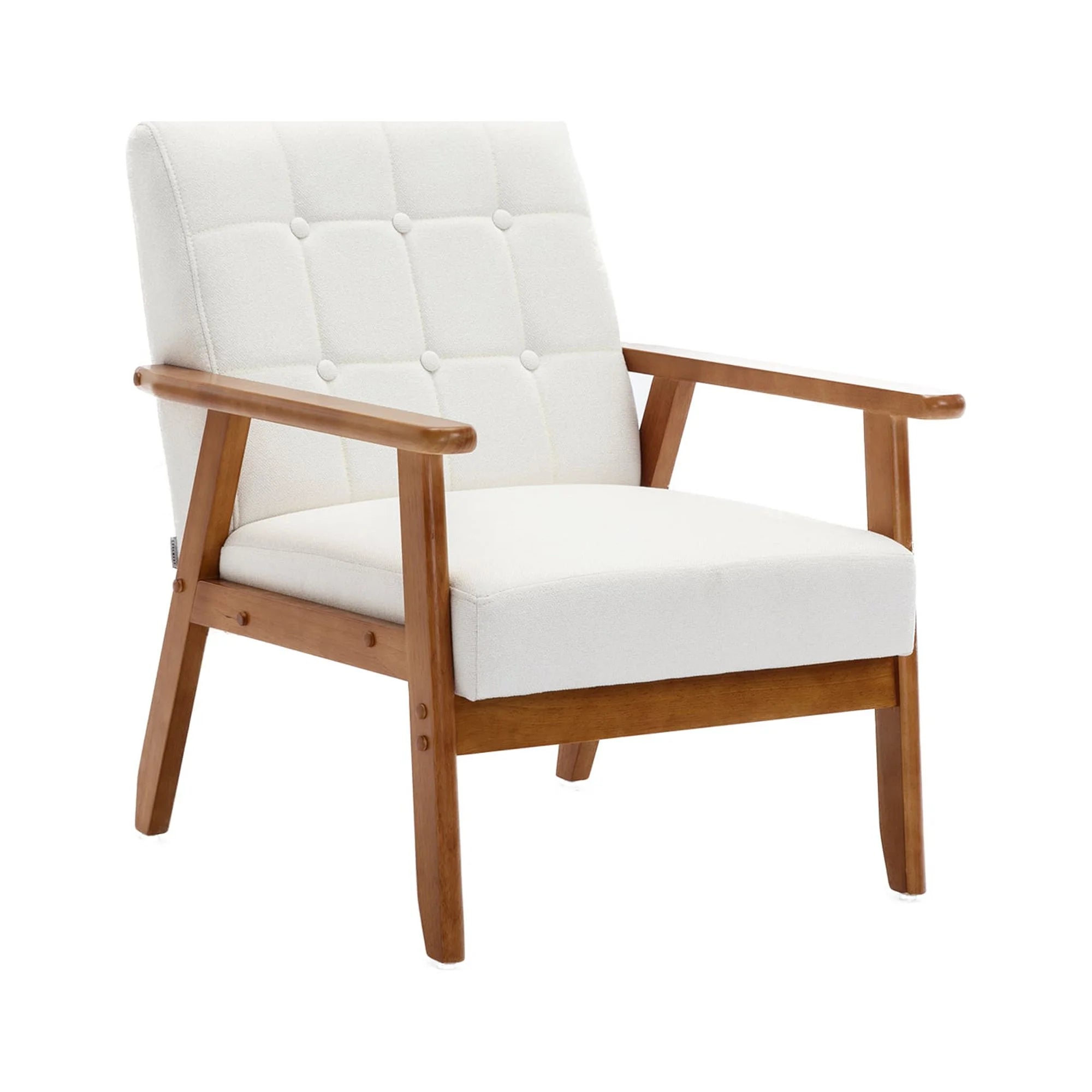 Accent Chairs Set of 2 with Side Table, Wood and Fabric Armchairs I91266