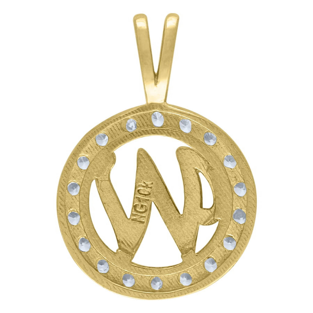 10k Two Tone Gold CZ Initial Pendant Necklace R602652
