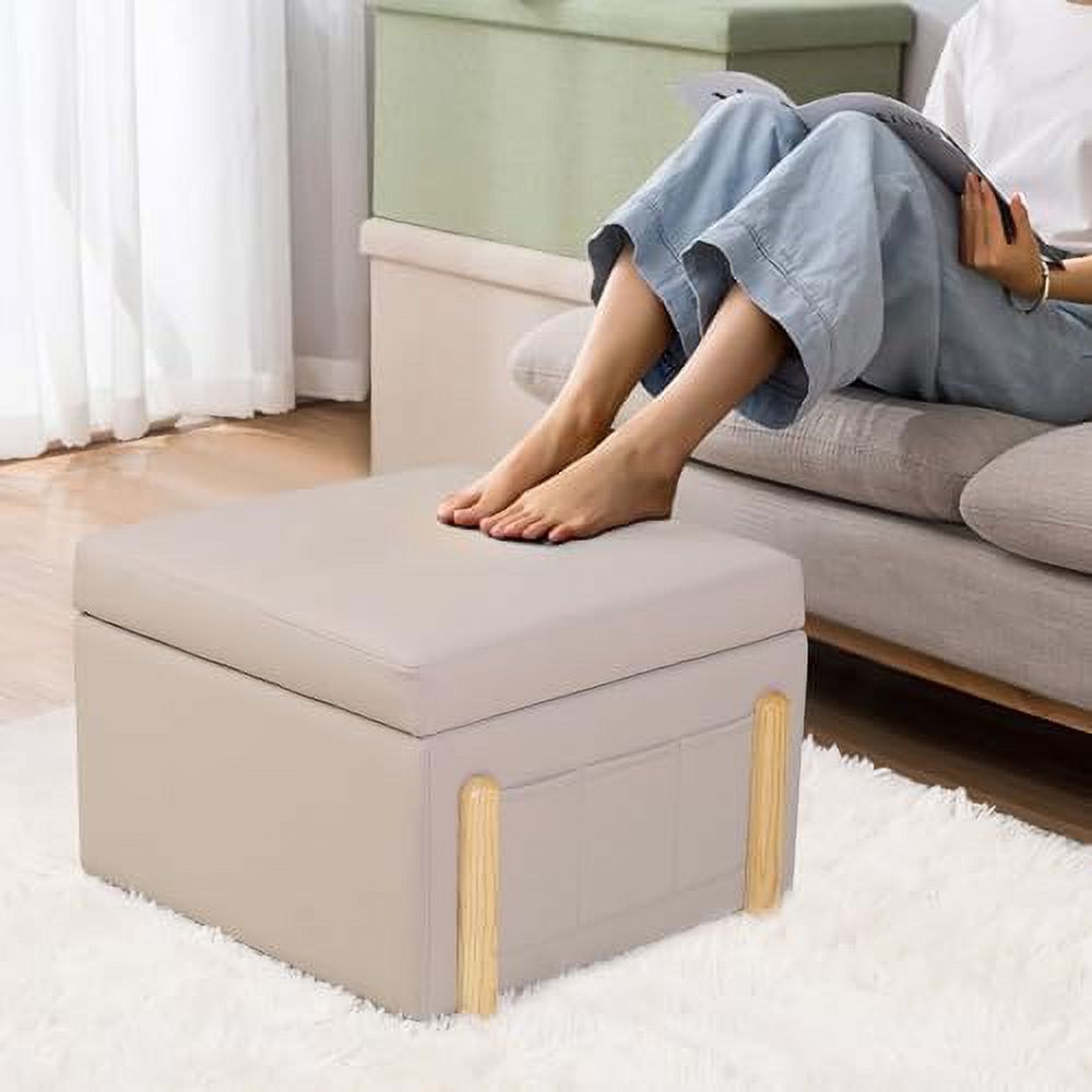 Square Faux Leather Ottoman with Lift Top B72084