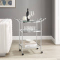 3-Tier Chrome and Glass Rolling Serving Cart T712