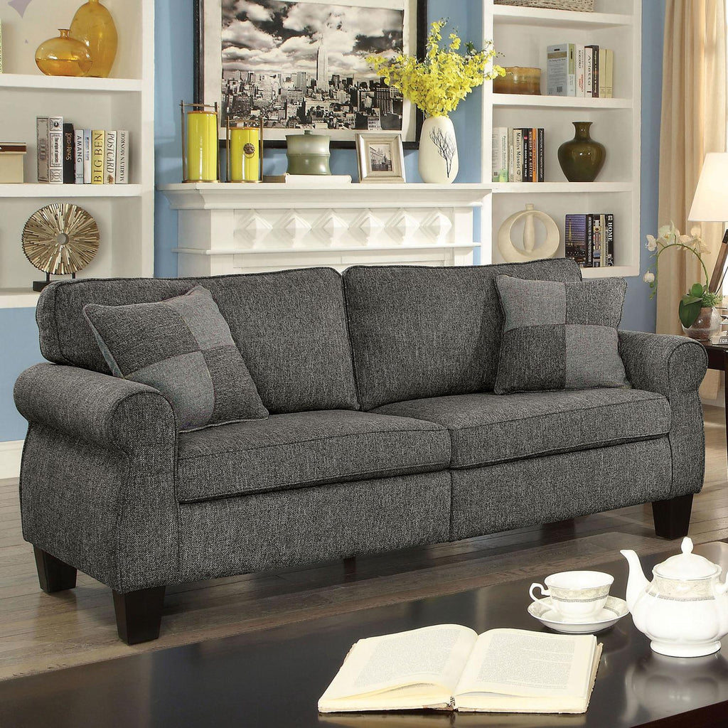 Dark Gray Linen-like Fabric Sofa and Loveseat A199832