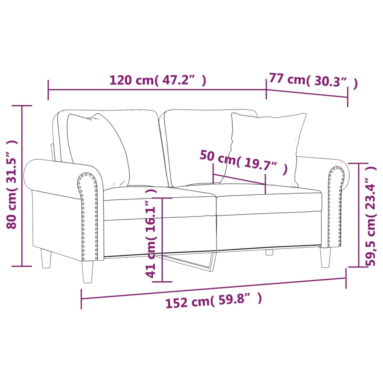 2-Seater Sofa Dark Gray 47.2" Q38482