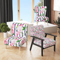 Pink and White Tropical Flowers Upholstered Accent Chair A795
