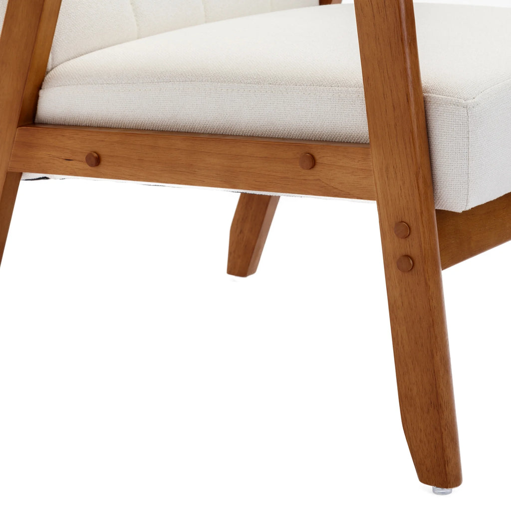 Accent Chairs Set of 2 with Side Table, Wood and Fabric Armchairs I91266