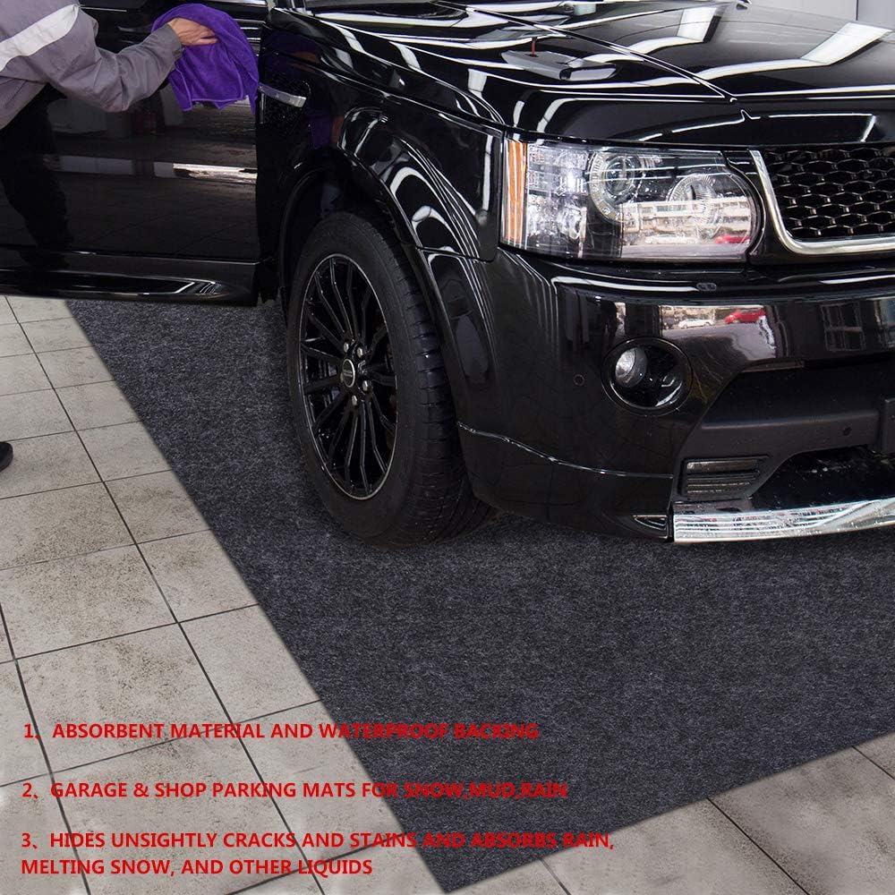Garage Floor Mats 7.56FT x 6.56FT Absorbent Waterproof Washable K2315