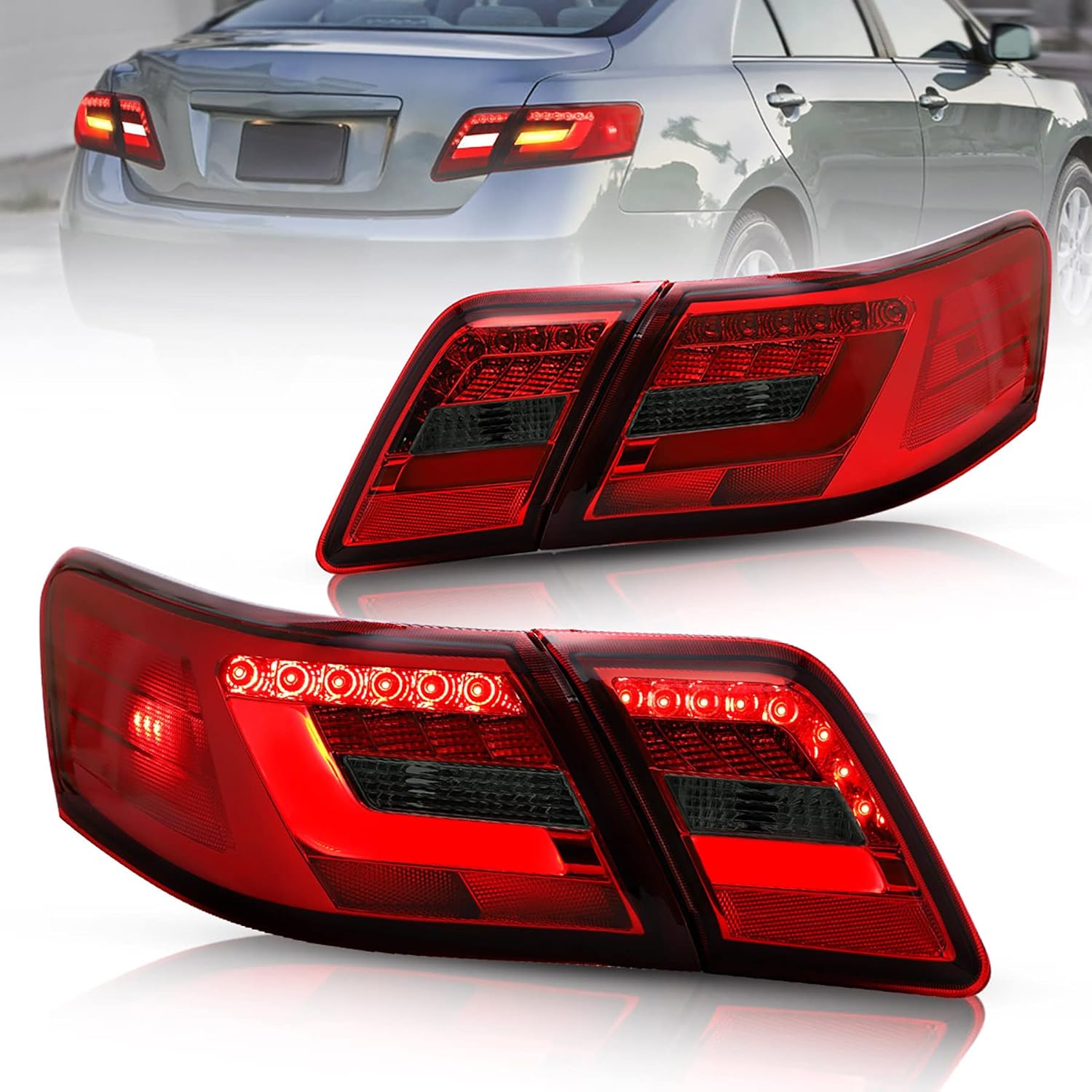 Red Smoke LED Tail Lights for Toyota Camry 2007-2011 K4377