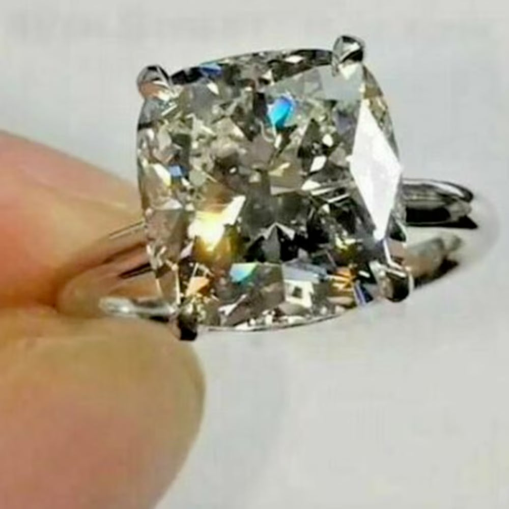 14K White Gold Plated Moissanite Solitaire Ring P316