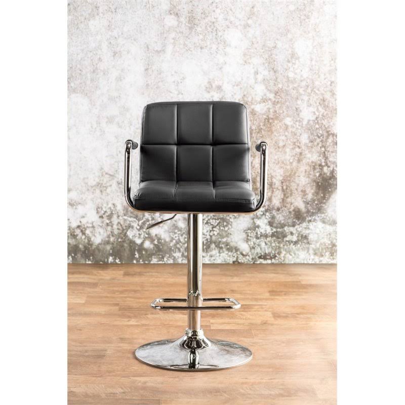 Black Leather Adjustable Bar Stool F428