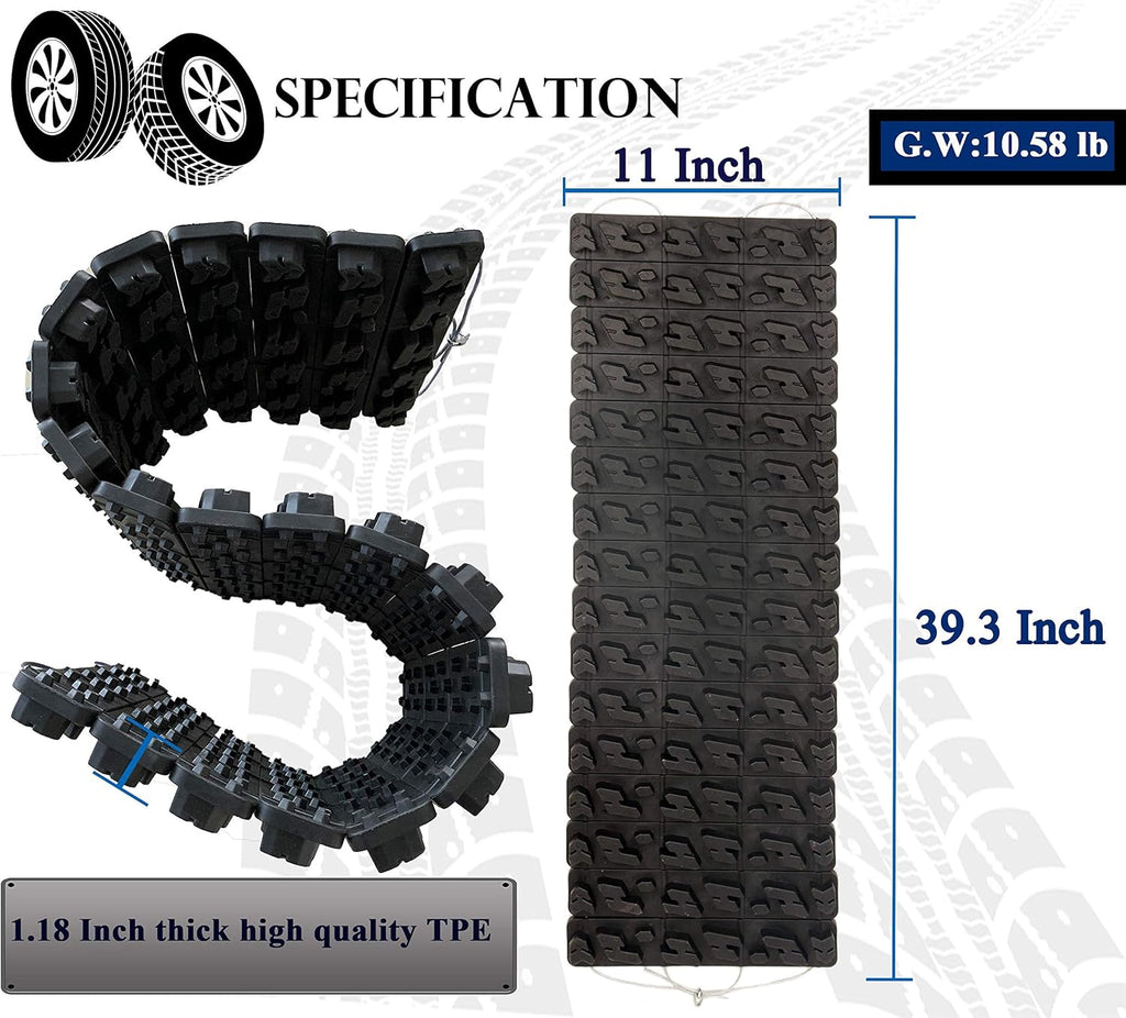 Tire Traction Mats, Two 39.3 Inch Emergency Caterpillar Bands D4436