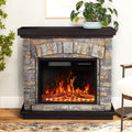 Electric Fireplace with Mantel, 36 inch Freestanding Stone Fireplace Heater TV Stand P170