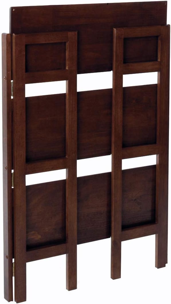 Antique Walnut/Black 3-PC Folding Bookcase with Fabric Basket Q734416
