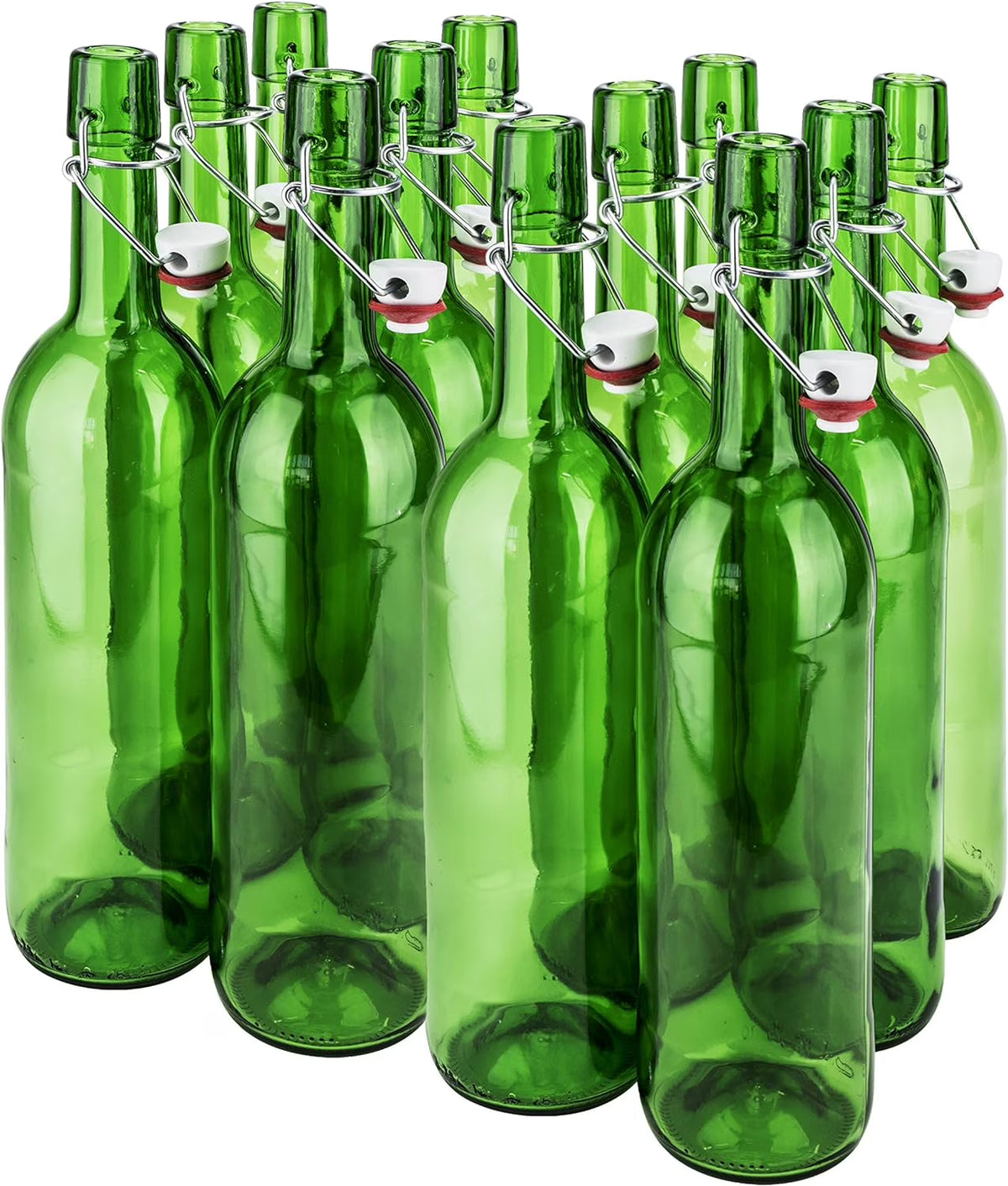Green Glass Wine Bottle With Stopper, Swing Top (12) P9544
