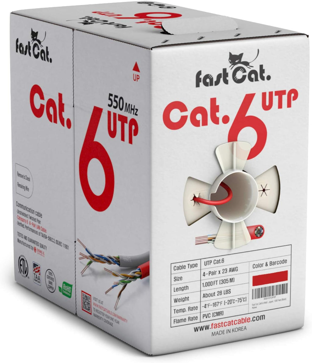 Cat6 Ethernet Cable 1000ft - 23 AWG, CMR, Solid Bare Copper UTP LAN Cable (Purple) G9599